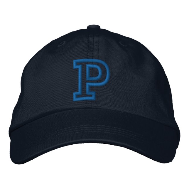 "P" Small Athletic Letter Embroidered Baseball Hat (Front)