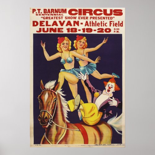 PT Barnum Centennial Circus Poster