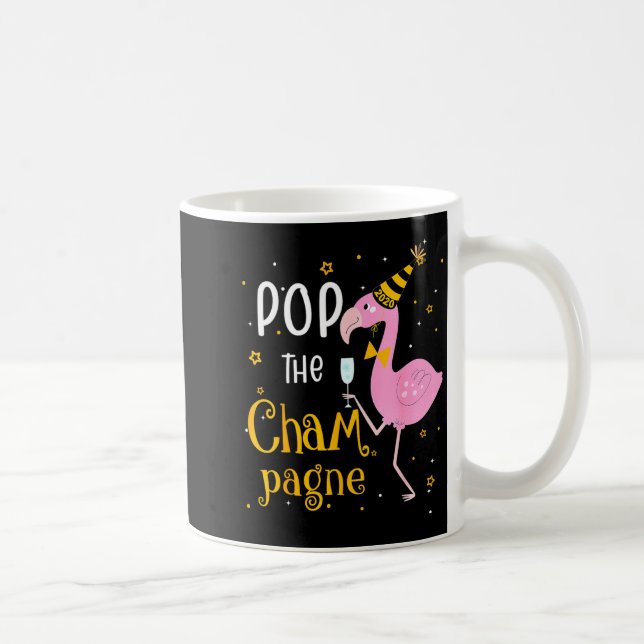 P The Champagne It's New Year! Funny Flamingo Drin Coffee Mug (Right)