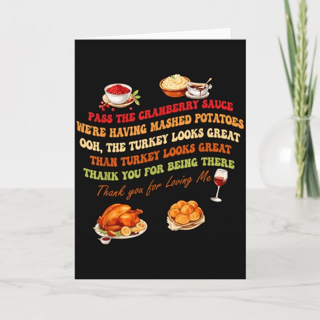 P The Cranberry Sauce Mashed Tatoes Funny Thanksgi Card (Front)