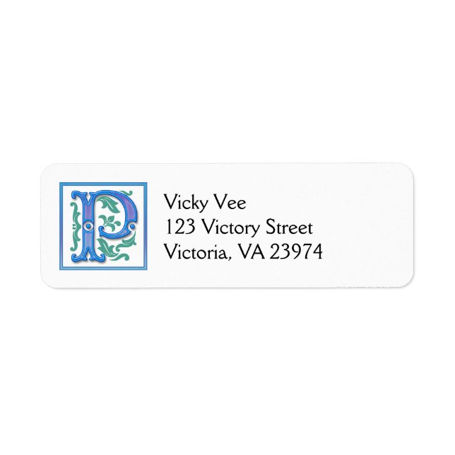 P - Vintage Initial Label (Front)