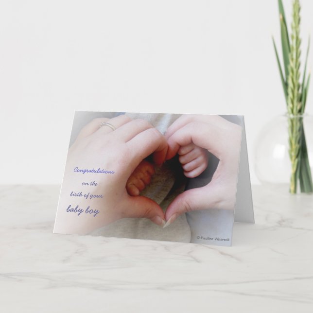 © P Wherrell Baby boy mother baby hands heart Card (Front)