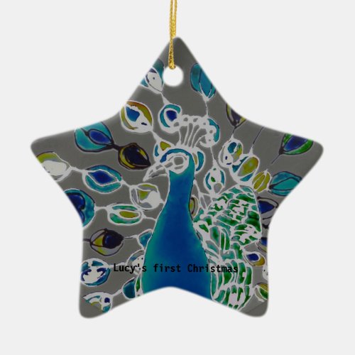  P Wherrell Babys first Christmas peacock Ceramic Ornament