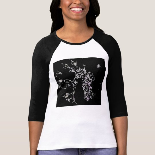© P Wherrell Contemporary black and white peacock T-Shirt