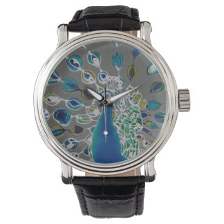 © P Wherrell Contemporary impressionist peacock Watch
