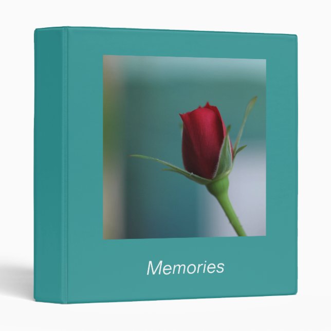 © P Wherrell Pretty red rose on turquoise binder (Front/Spine)