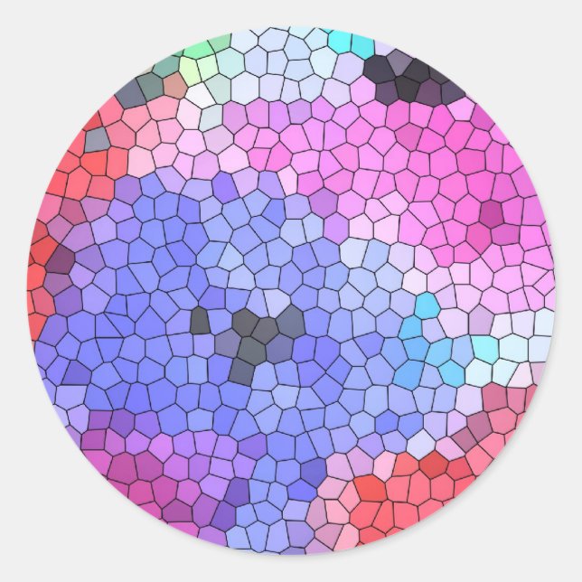 © P Wherrell Stained glass mosaic anemones on silk Classic Round Sticker (Front)