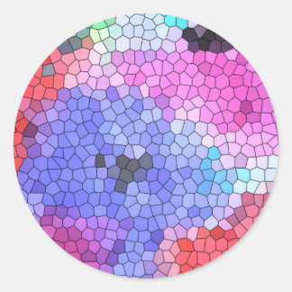 © P Wherrell Stained glass mosaic anemones on silk Classic Round Sticker