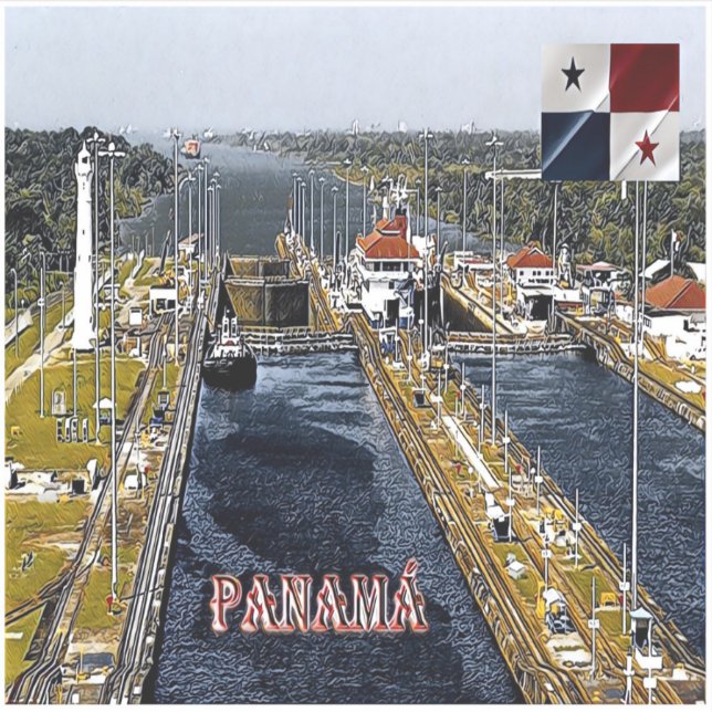 PA0003 America - Panama - Canal Locks - panoramic Sticker (Front)