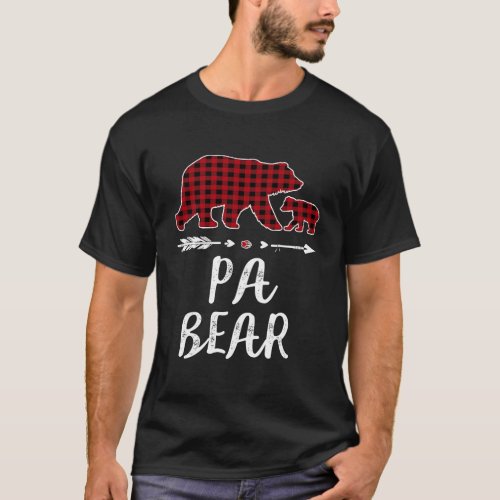 Pa Bear Christmas Pajama Red Plaid Buffalo Family  T_Shirt