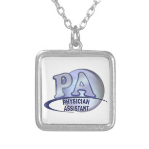 PA BLUE LOGO PHYSICIAN ASSISTANT SILVER PLATED NECKLACE