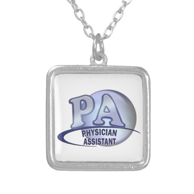 PA BLUE LOGO PHYSICIAN ASSISTANT SILVER PLATED NECKLACE (Front)