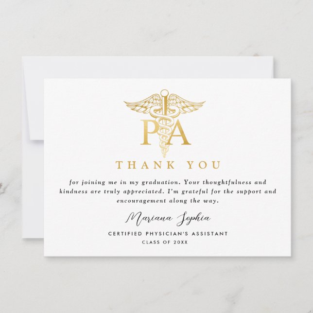PA Caduceus Graduation Thank You Card (Front)