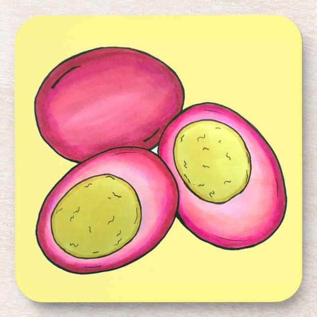 PA Dutch Food Pickled Hard Boiled Red Beet Eggs Beverage Coaster (Front)