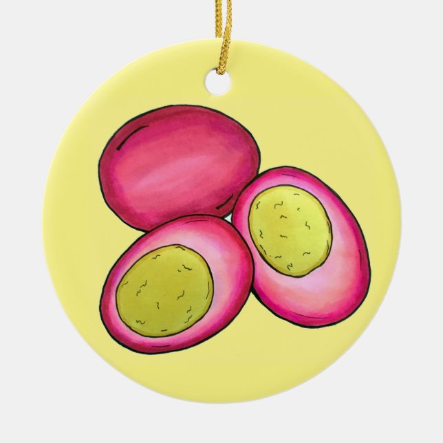 PA Dutch Food Pickled Hard Boiled Red Beet Eggs Ceramic Ornament (Front)