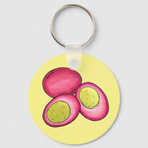 PA Dutch Food Pickled Hard Boiled Red Beet Eggs Keychain