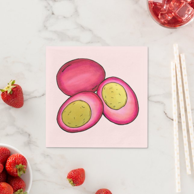 PA Dutch Food Pickled Hard Boiled Red Beet Eggs Napkins (Insitu)