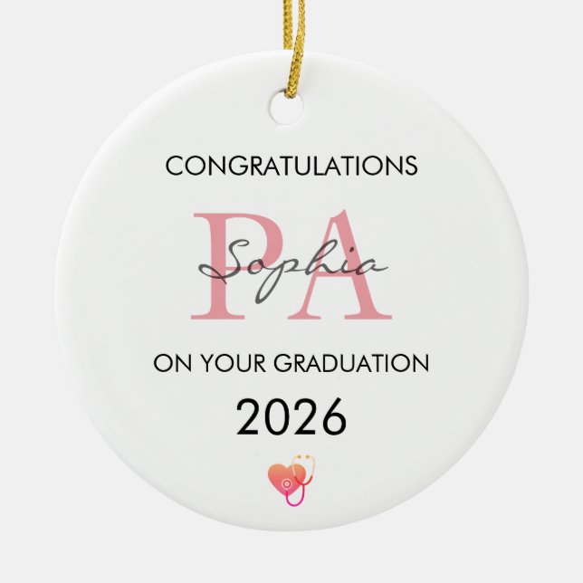 PA Graduation Personalized Name Class of 2026 Ceramic Ornament (Front)