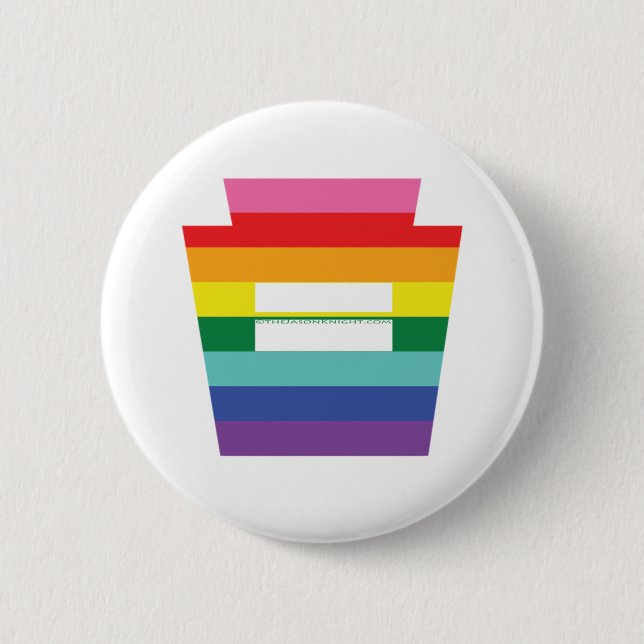 PA Keystone Marriage Equality Rainbow Graphic Pinback Button (Front)