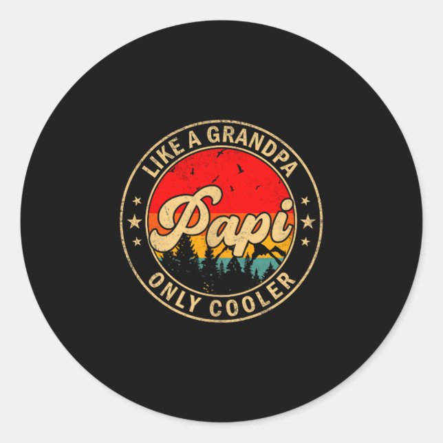 Pa Like A Grandpa Only Cooler Retro For Papa Grand Classic Round Sticker (Front)