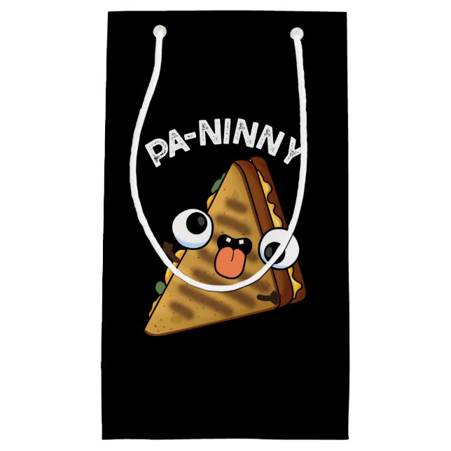 Pa-ninny Funny Panini Pun Dark BG Small Gift Bag (Front)