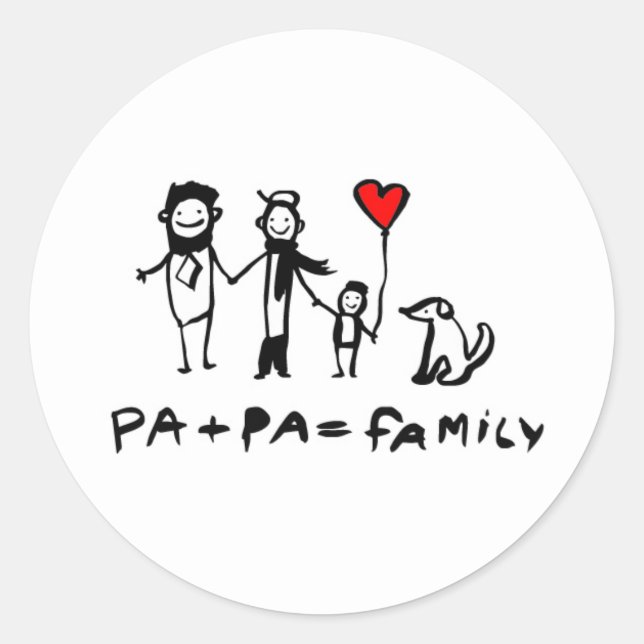Pa + Pa = Family Classic Round Sticker (Front)