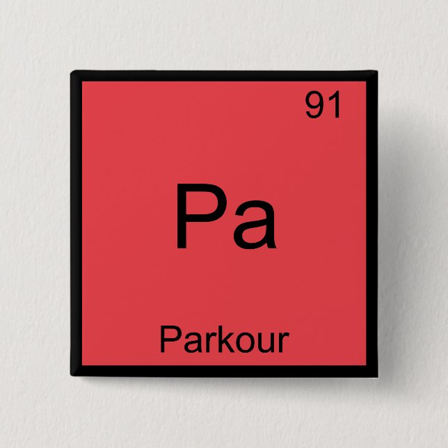 Pa - Parkour Funny Chemistry Element Symbol Tee Pinback Button (Front)