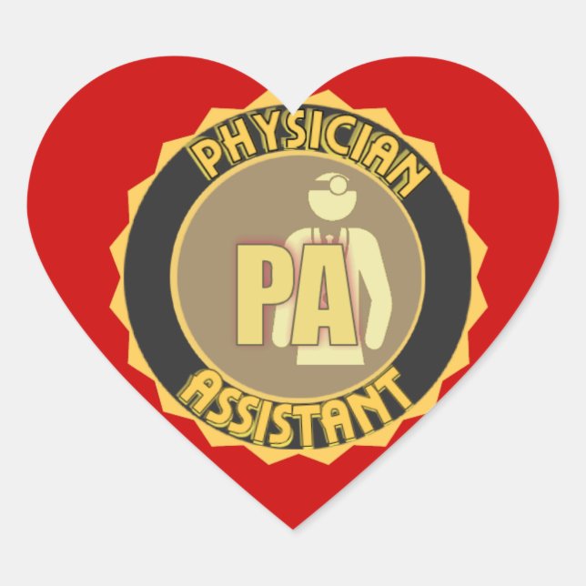 PA PHYSICIAN  ASSISTANT LOGO HEART STICKER (Front)