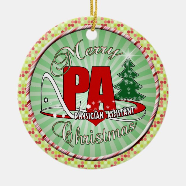 PA PHYSICIAN  ASSISTANT MERRY CHRISTMAS CERAMIC ORNAMENT (Front)