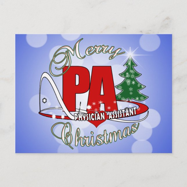 PA PHYSICIAN  ASSISTANT MERRY CHRISTMAS HOLIDAY POSTCARD (Front)