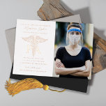 PA Physician's Assistant Graduation Photo Rose Foil Invitation<br><div class="desc">Real gold foil! Editable initials,  PA and caduceus medical symbol on custom color background. Works as both a graduation party invitation or a graduation announcement. Choose your foil color,  gold,  silver or rose gold. Future plans or more photos to the back.</div>
