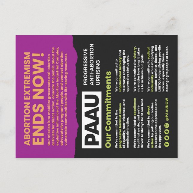 PAAU Info Post Cards (Back)