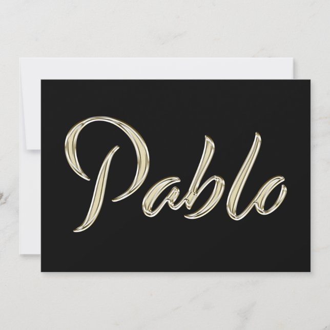 Pablo Name white gold Handwriting Card (Front)
