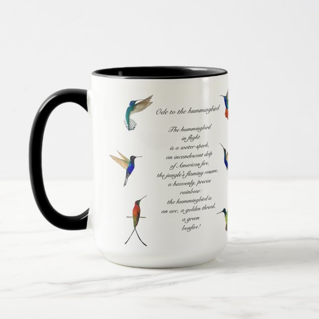 Pablo Neruda Hummingbird Poem Mug (Left)