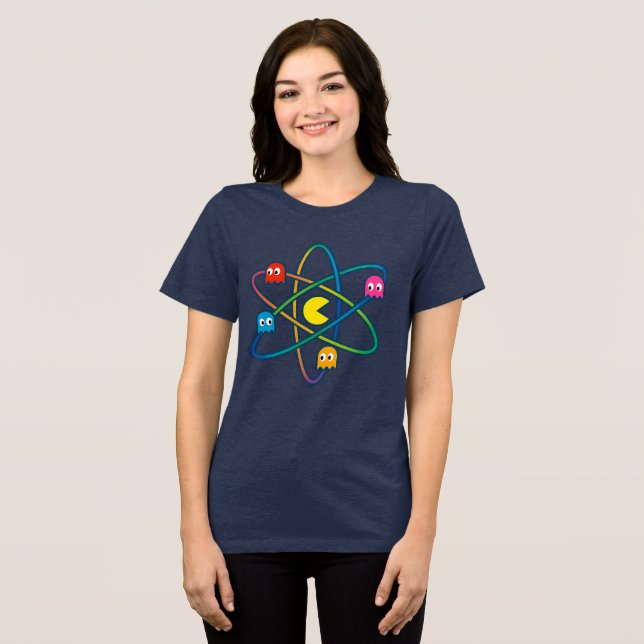 Pac-Atomic Universe – Retro Gaming Art Sticker Tri-Blend Shirt (Front Full)