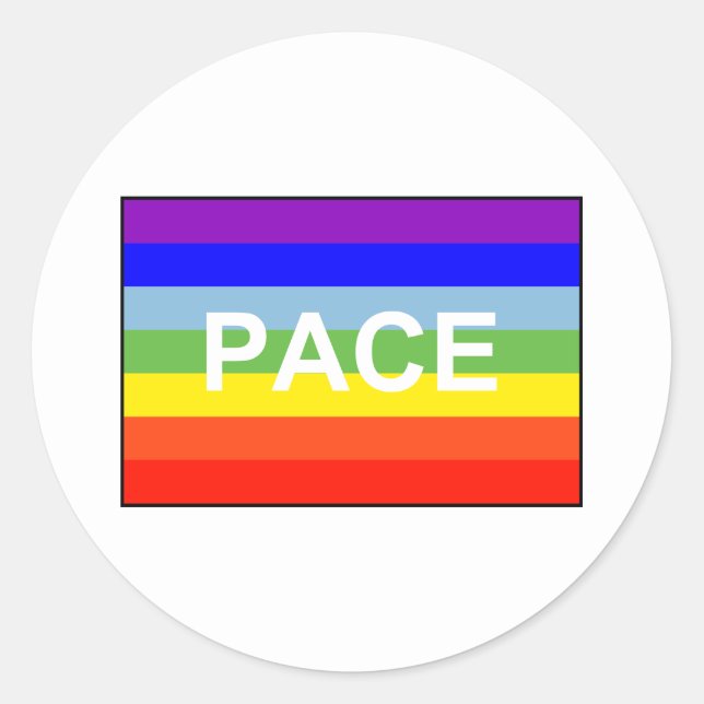 PACE Peace Flag Rainbow Classic Round Sticker (Front)