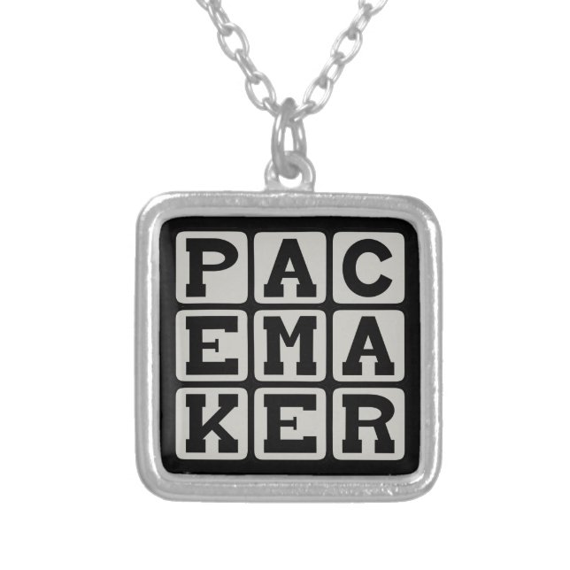 Pacemaker, Heart Aid Silver Plated Necklace (Front)