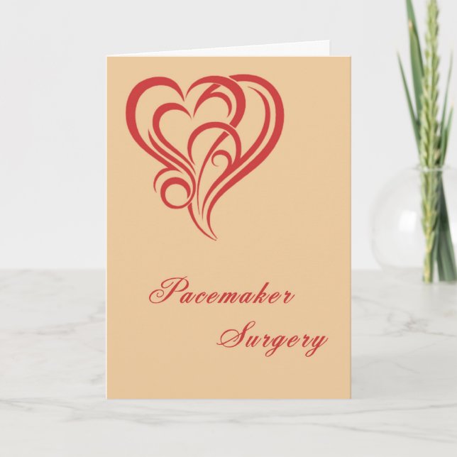 Pacemaker Surgery Card with Red Designer Heart (Front)