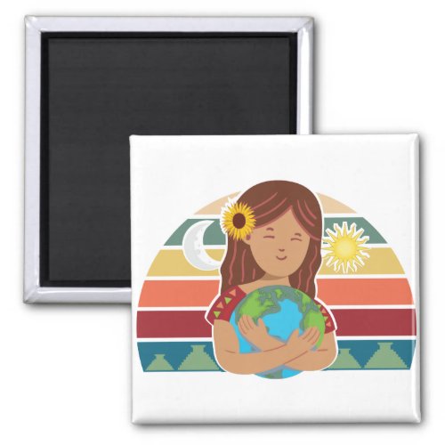 Pachamama Earth Mother Incan God Sunflower Magnet