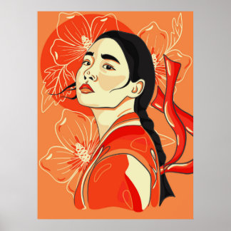 Pachinko. Portrait of Korean Woman. Freedom symbol Poster