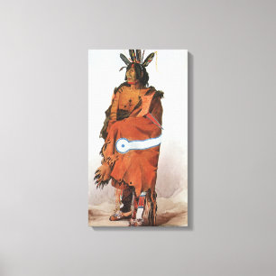 Pachtuwa-Chta, Arikara Warrior Portrait by Bodmer Canvas Print