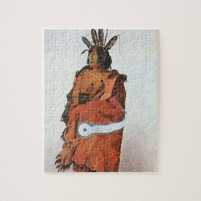 Pachtuwa-Chta, Arikara Warrior Portrait by Bodmer Jigsaw Puzzle (Vertical)