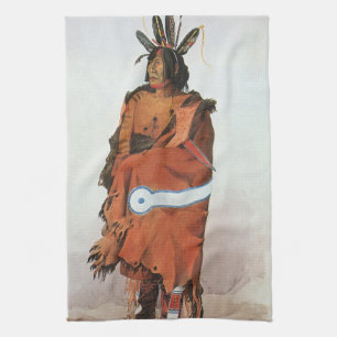 Pachtuwa-Chta, Arikara Warrior Portrait by Bodmer Kitchen Towel