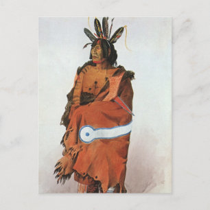 Pachtuwa-Chta, Arikara Warrior Portrait by Bodmer Postcard