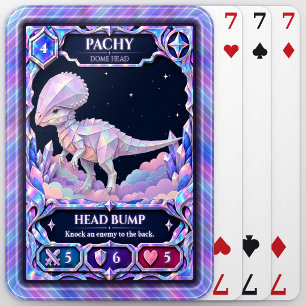 Pachycephalosaurus Dinosaur, Rainbow Foil Art Poker Cards