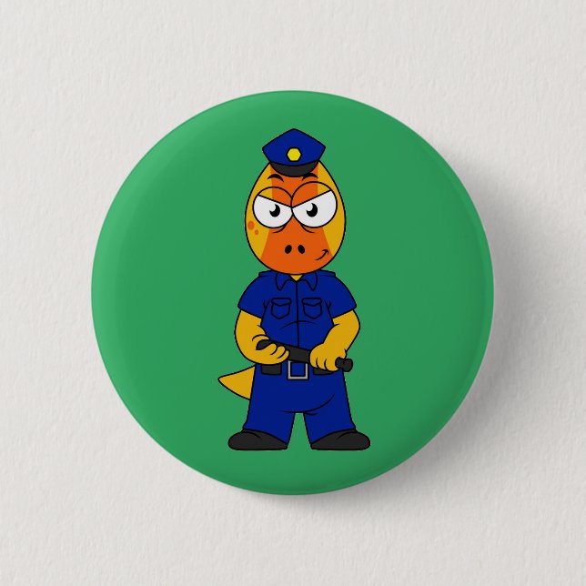 Pachycephalosaurus Police Officer. Button (Front)