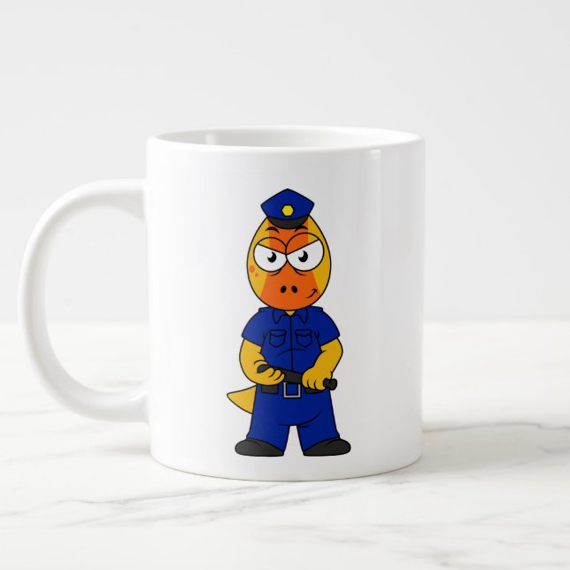 Pachycephalosaurus Police Officer. Giant Coffee Mug (Left)
