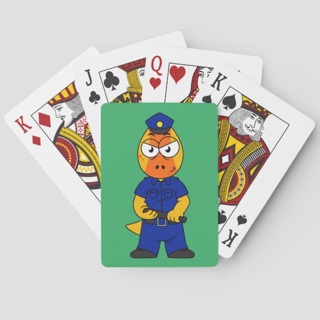 Pachycephalosaurus Police Officer. Poker Cards (Back)