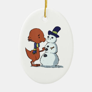 Pachycephalosaurus & Snowman Ornament