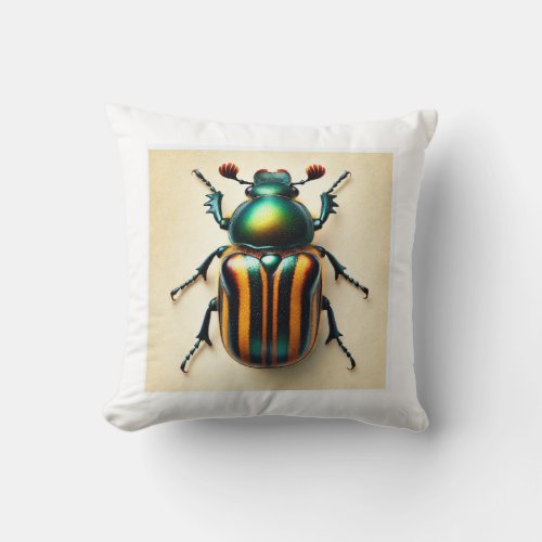 Pachyta Beetle 140624IREF127 _ Watercolor Throw Pillow